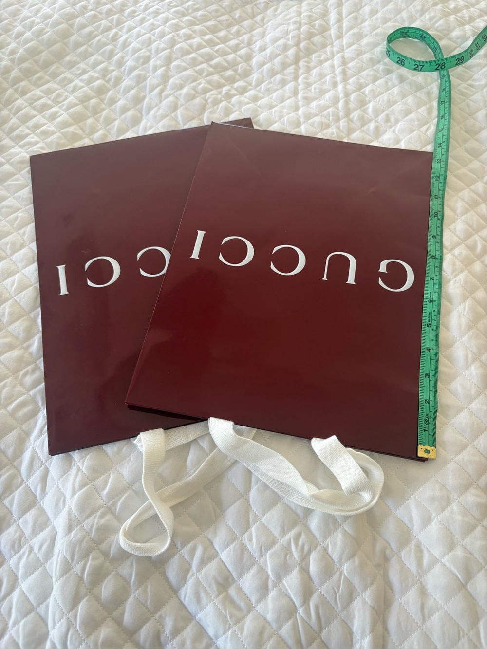 Authentic Gucci Deep Burgundy Gift Bags with White Rope Handles